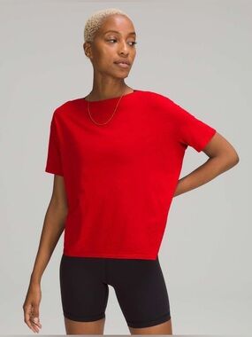 Lululemon Back in Action Short Sleeve, in Color ‘Dark Red’, Size 10